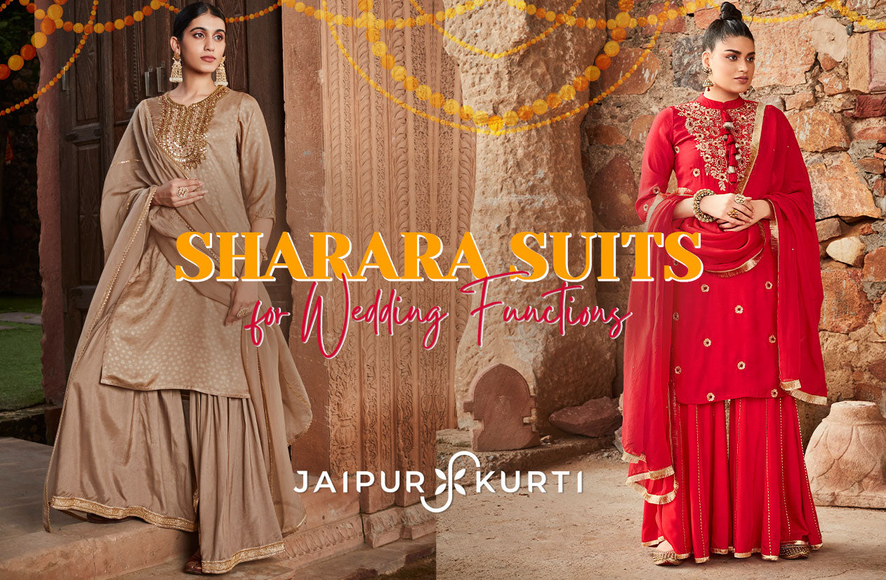 Sharara Suits For Wedding Functions : Jaipur Kurti