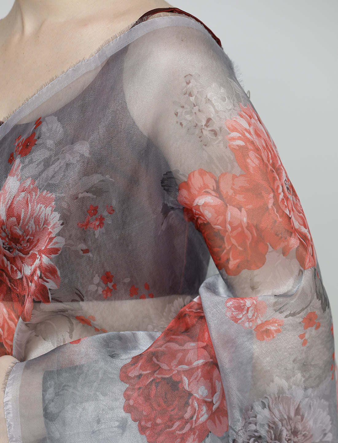 Floral Printed Organza Saree