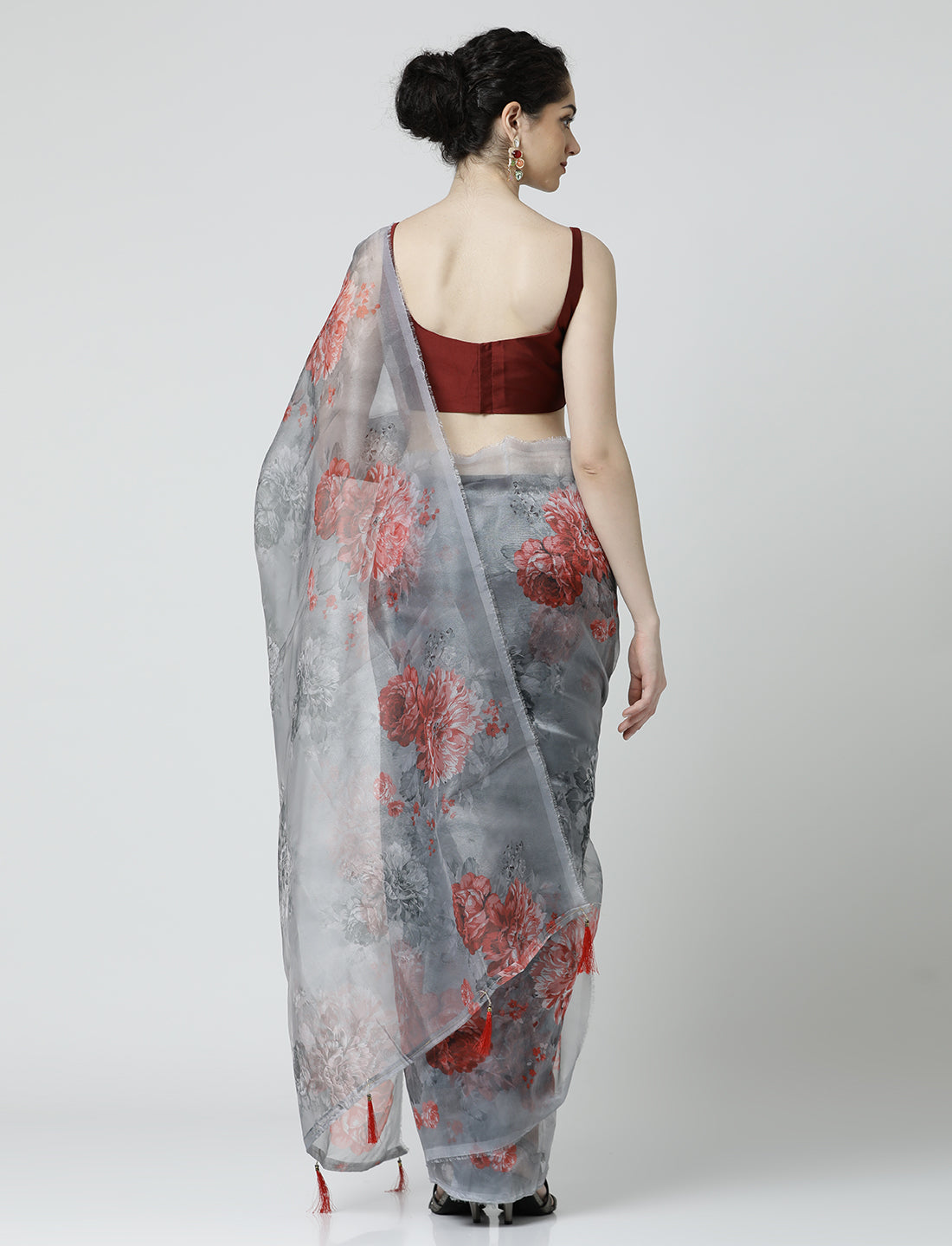 Floral Printed Organza Saree