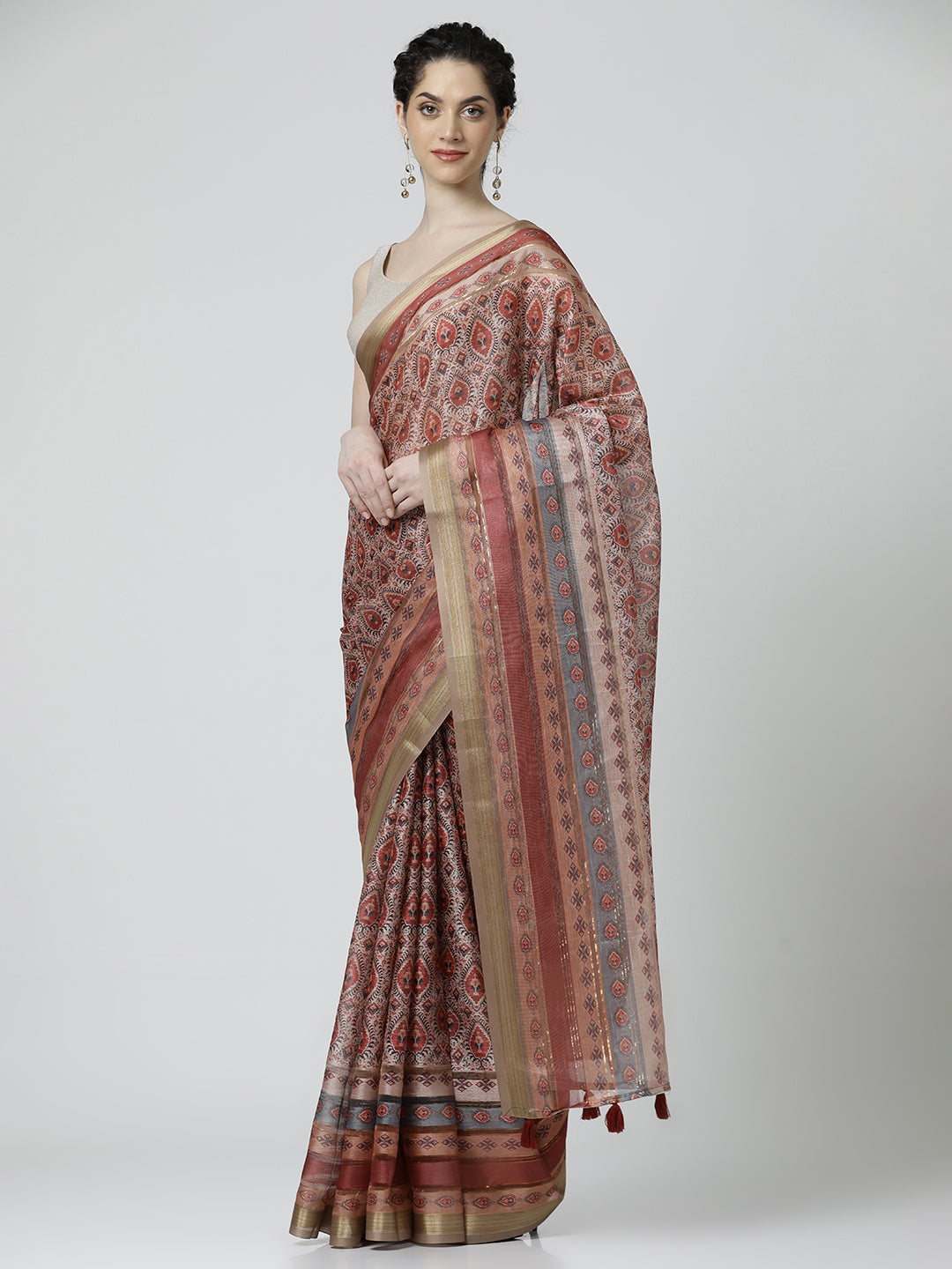 Multicolor Pure Georgette Geometric Printed Saree
