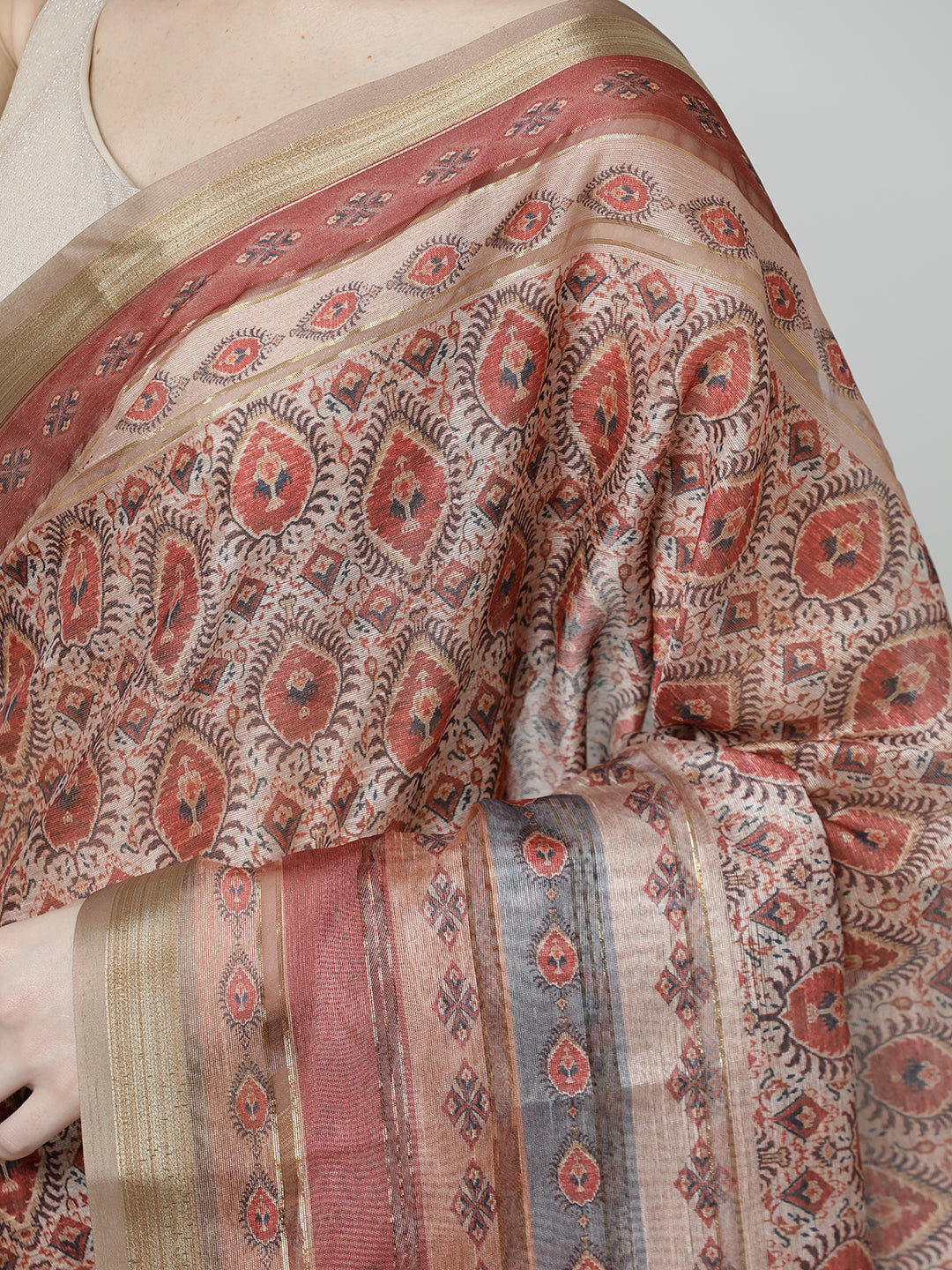 Multicolor Pure Georgette Geometric Printed Saree