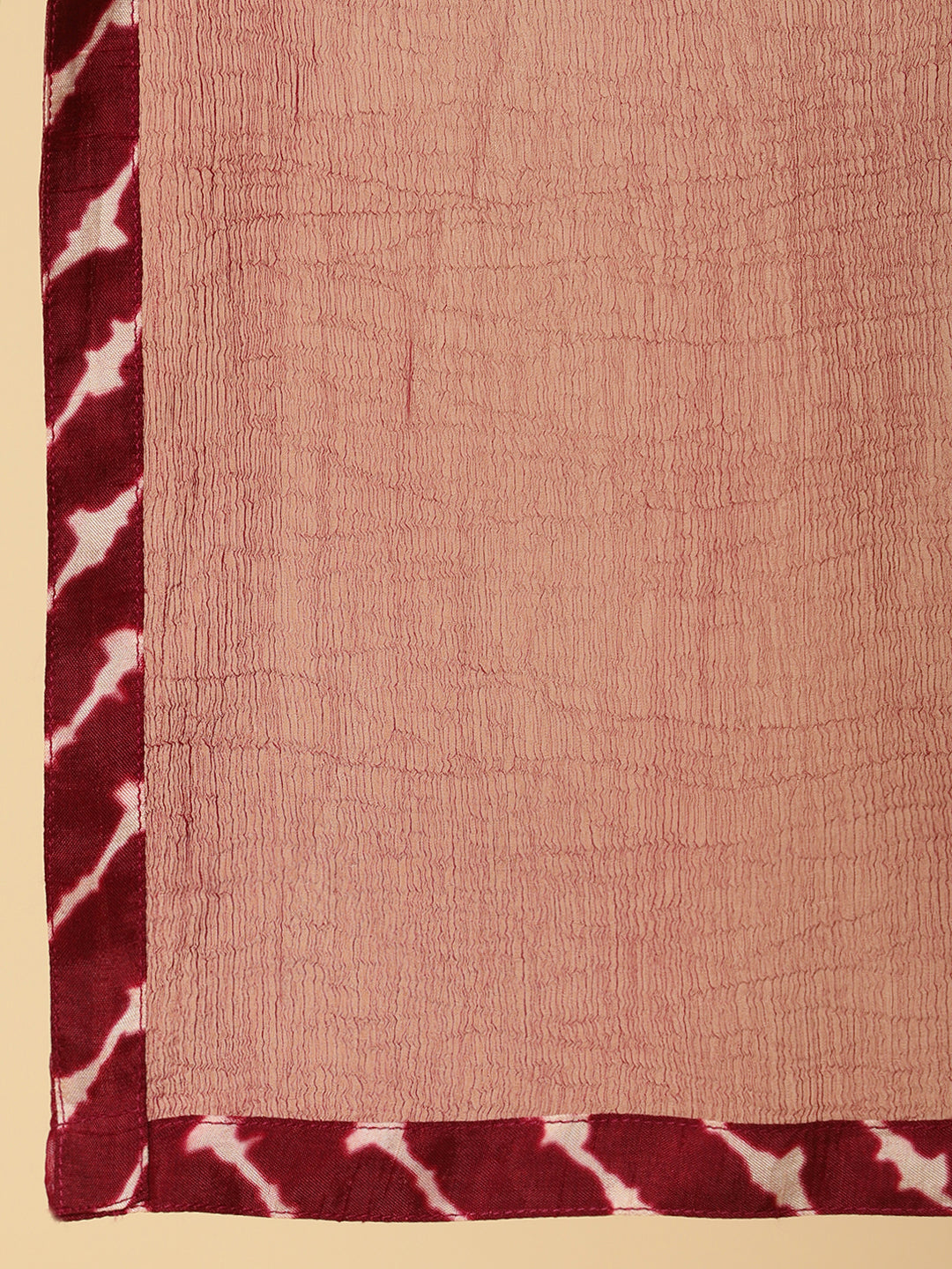 Wine Dola Silk Pleated Bandhani Kurta With Palazzo And Dupatta