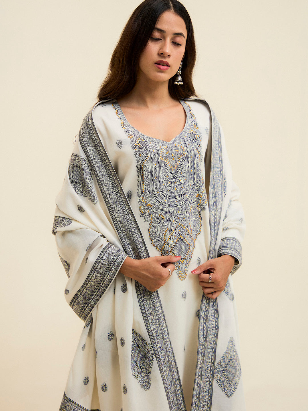 Black Hand Embroidered Suit Set