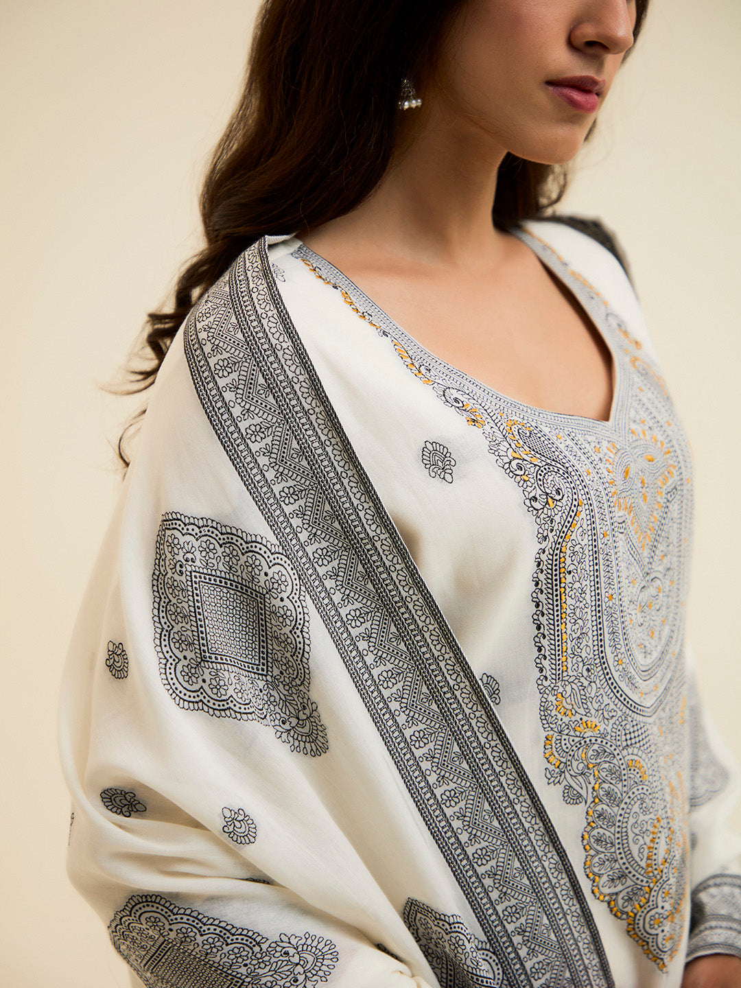 Black Hand Embroidered Suit Set