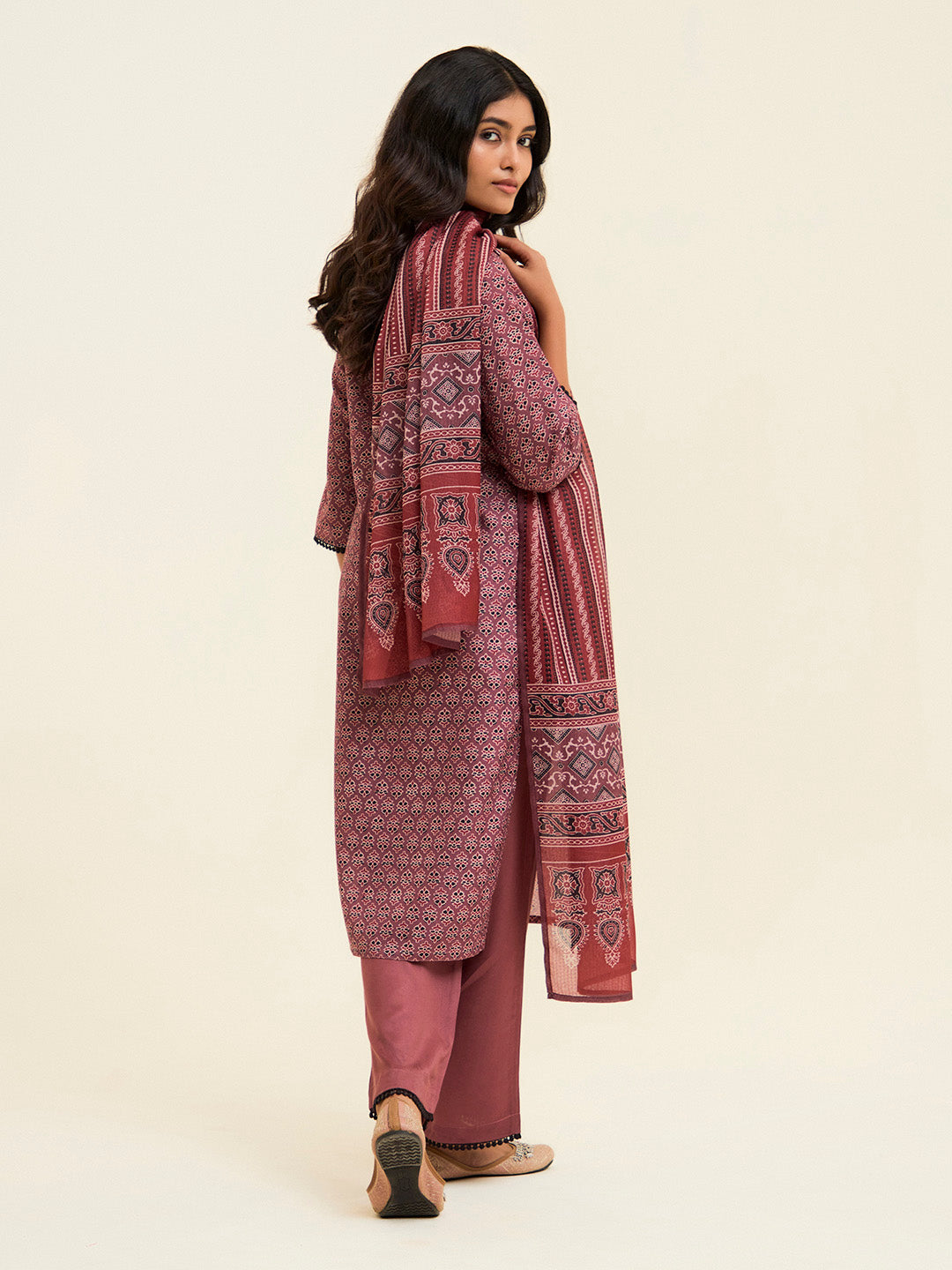 Mauve Digital Printed Cotton Suit Set