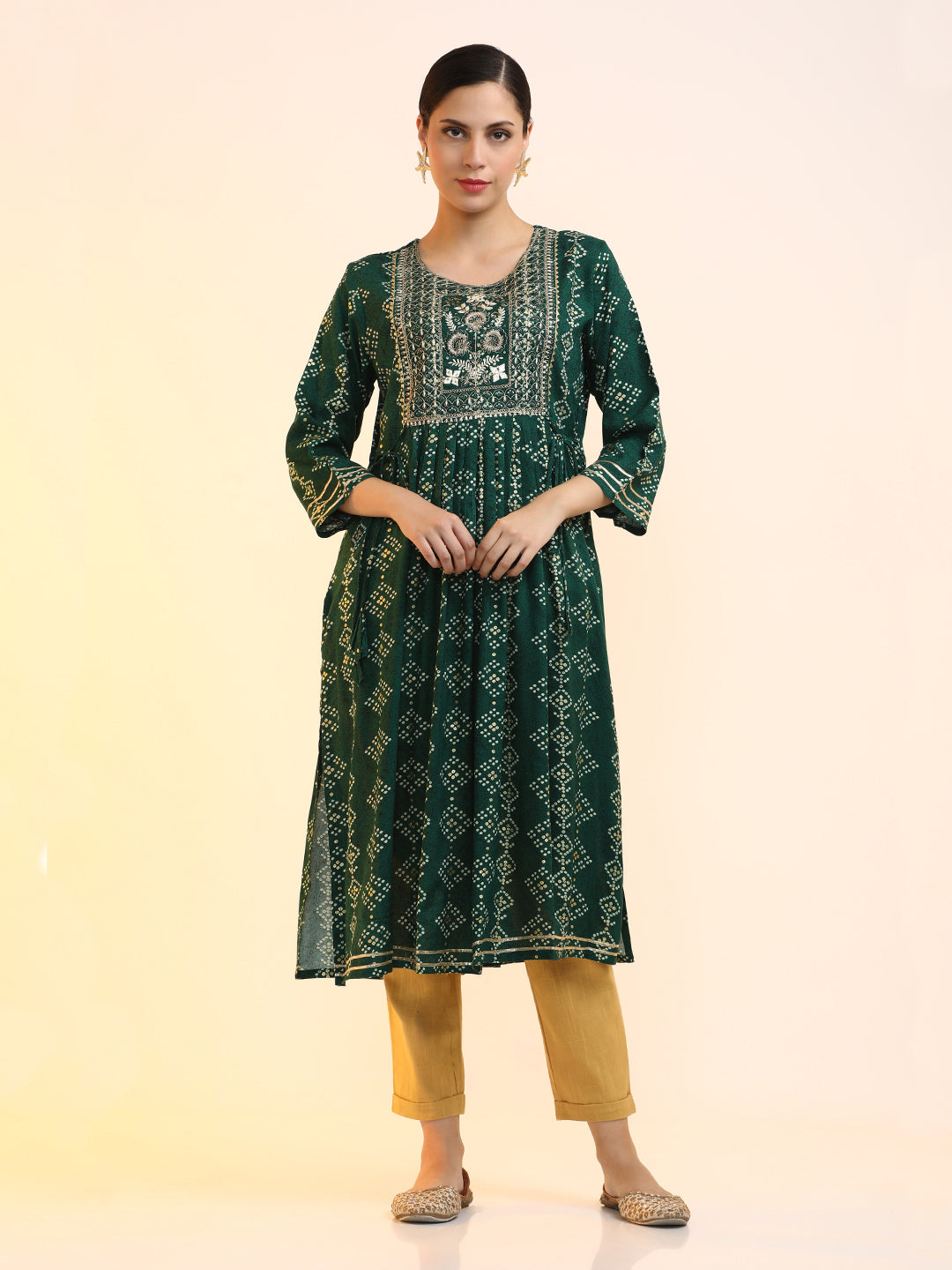 Embroidered A-Line Ethnic Motifs Kurta