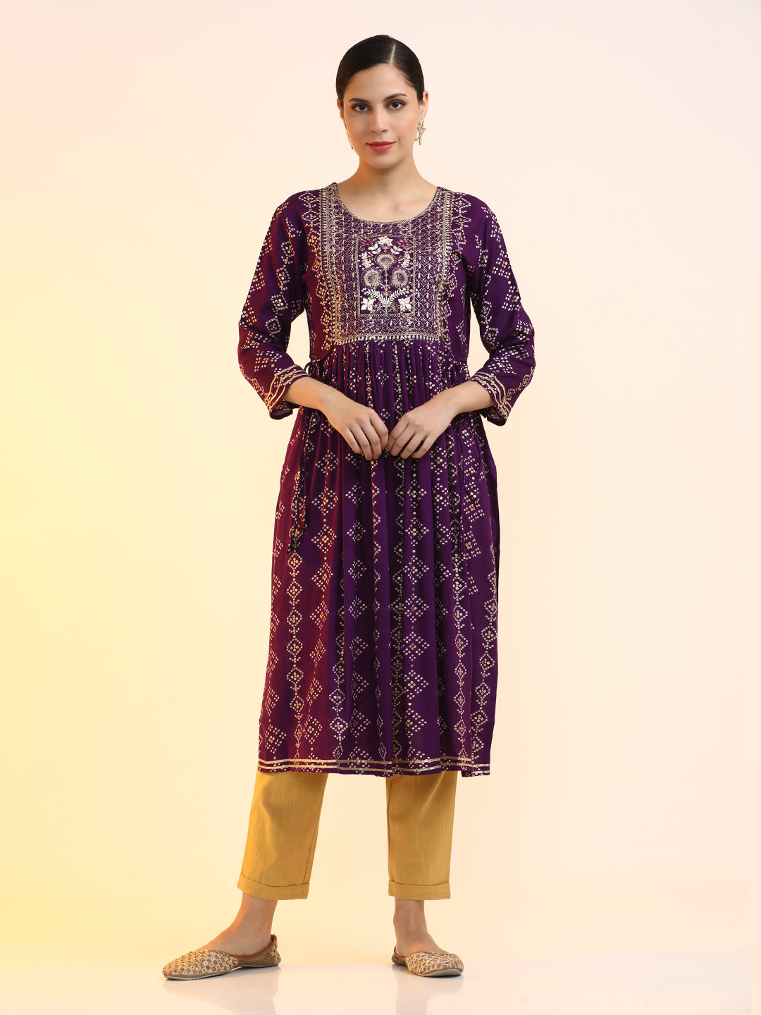 Embroidered A-Line Ethnic Motifs Kurta