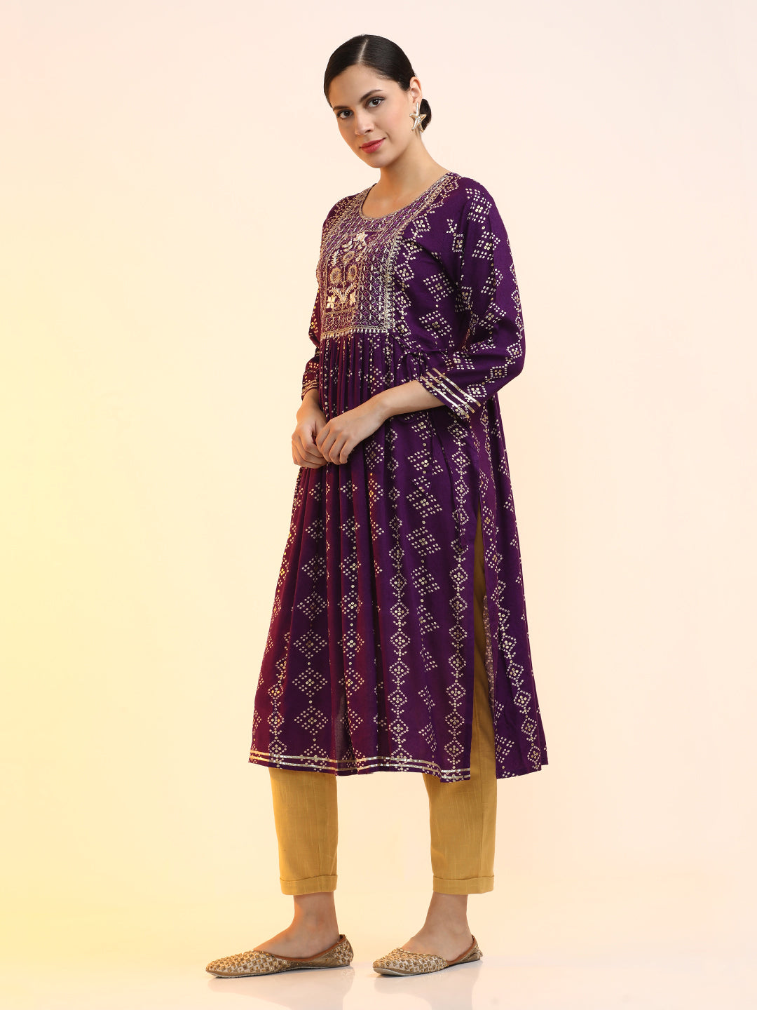 Embroidered A-Line Ethnic Motifs Kurta