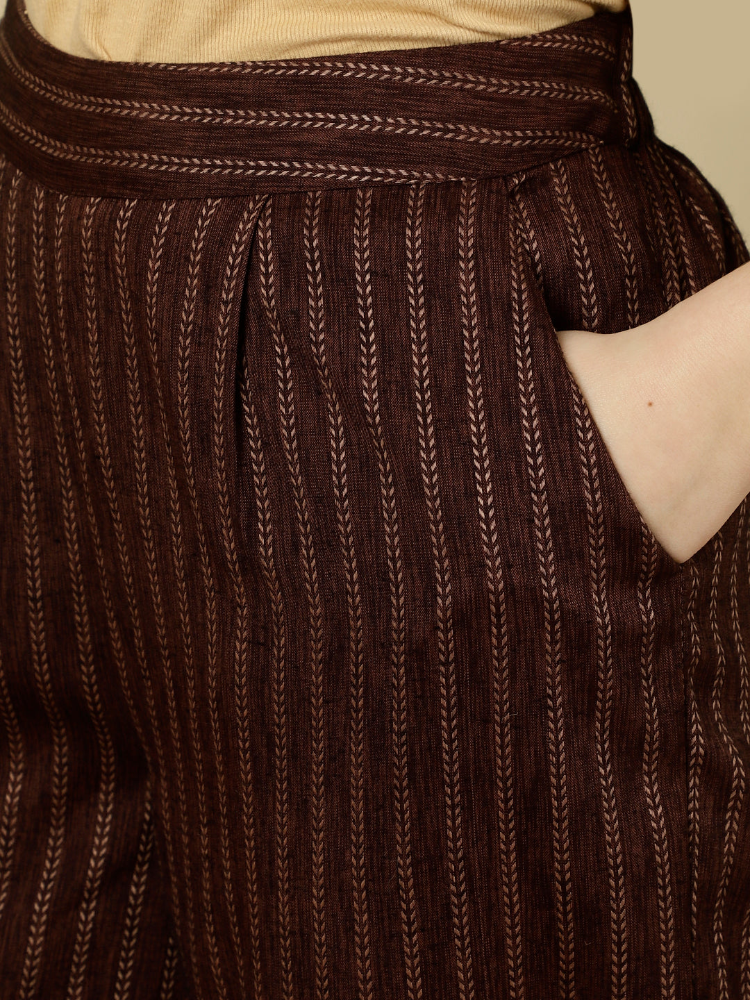 Brown Mirror Work A-line Kurta With Palazzo