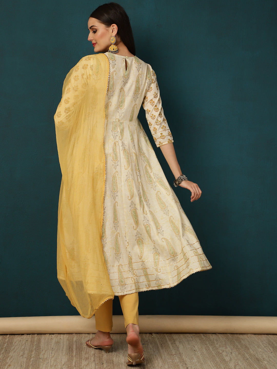 ETHNIC MOTIFS ANARKALI KURTA WITH PANT & DUPATTA