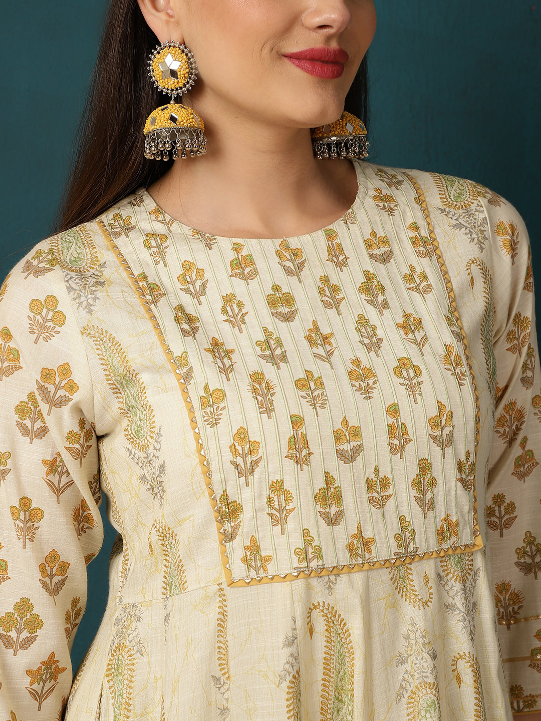 ETHNIC MOTIFS ANARKALI KURTA WITH PANT & DUPATTA