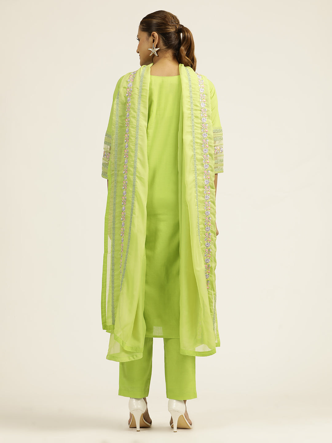 EMBROIDERED STRAIGHT KURTA WITH PANT & DUPATTA