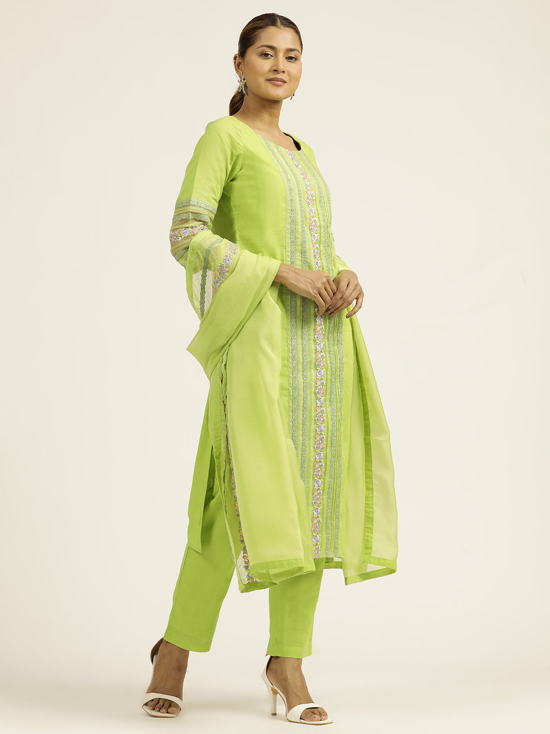 EMBROIDERED STRAIGHT KURTA WITH PANT & DUPATTA