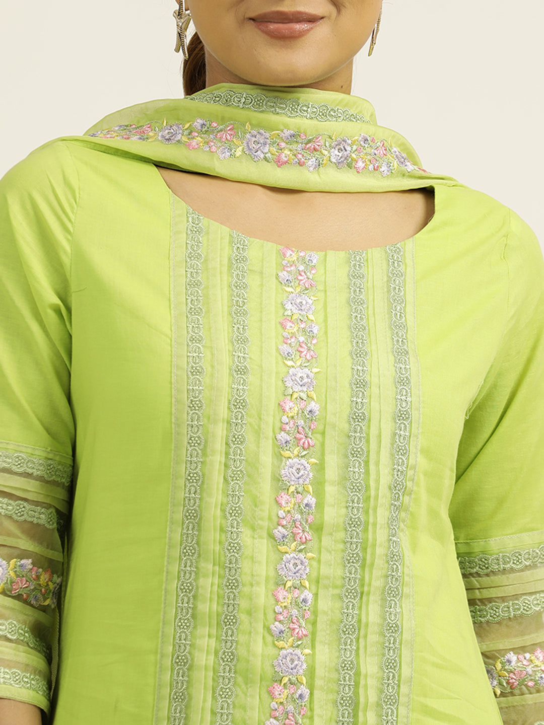 EMBROIDERED STRAIGHT KURTA WITH PANT & DUPATTA