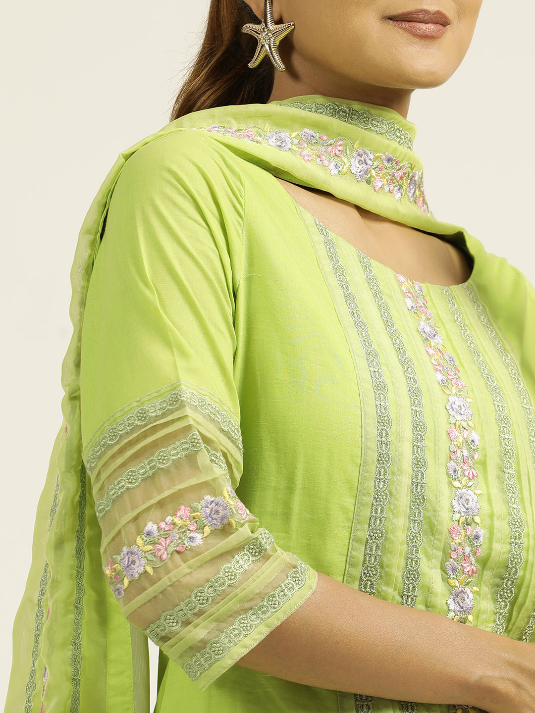 EMBROIDERED STRAIGHT KURTA WITH PANT & DUPATTA