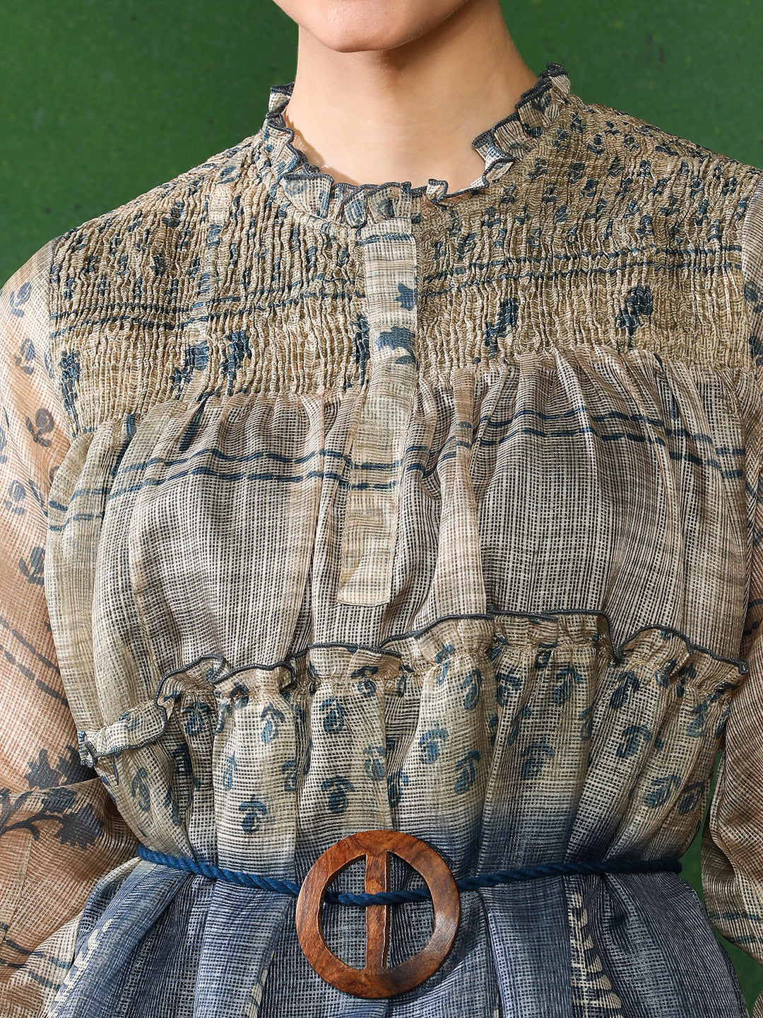 Floral Printed A-Line Cotton Blend Ethnic Dress