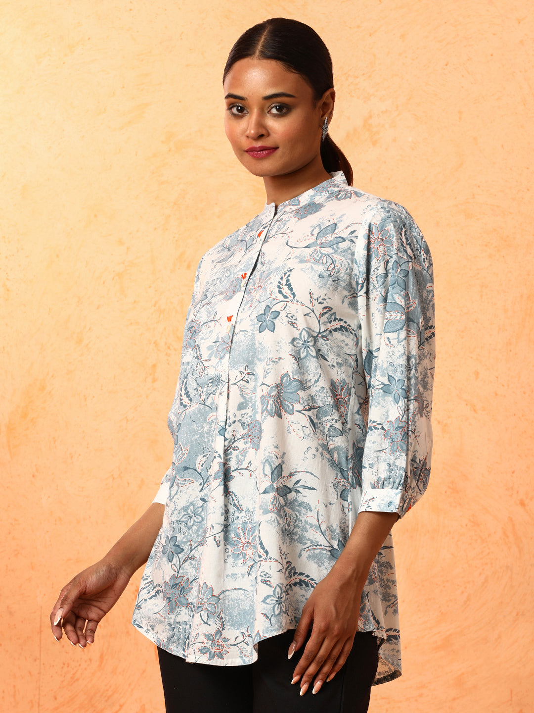 Floral Printed A-Line Pure Cotton Kurta