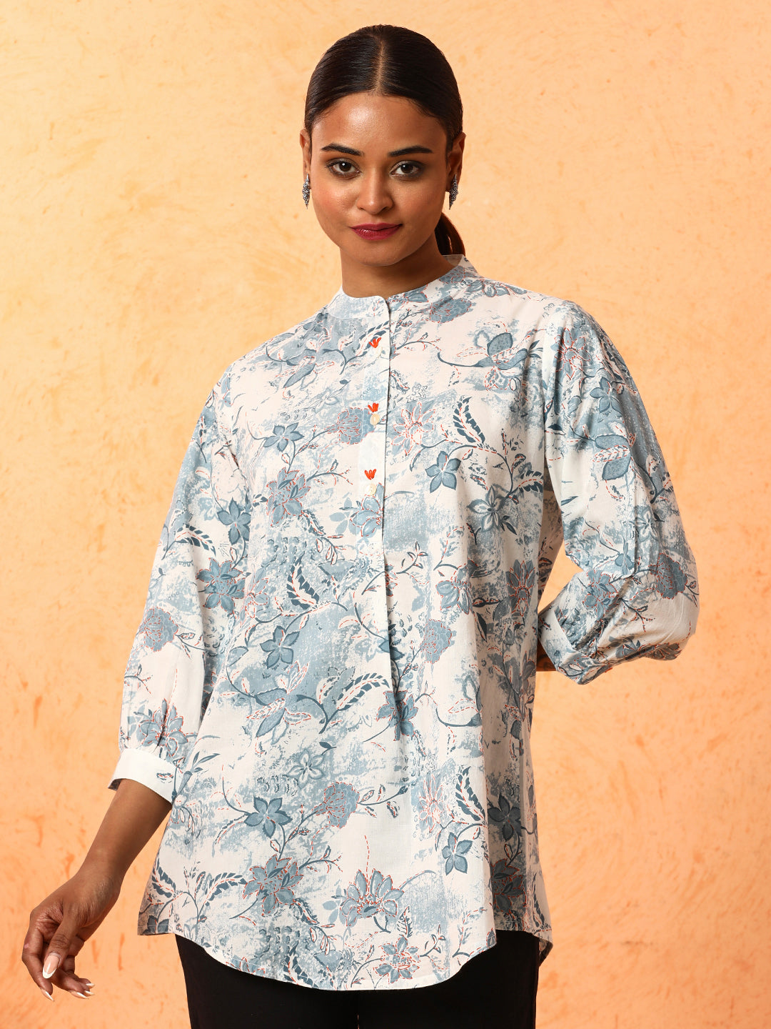 Floral Printed A-Line Pure Cotton Kurta