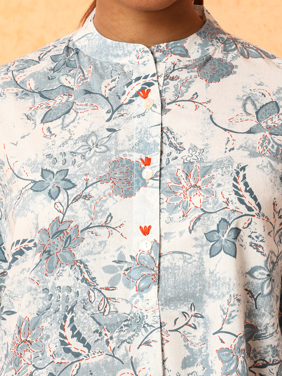 Floral Printed A-Line Pure Cotton Kurta