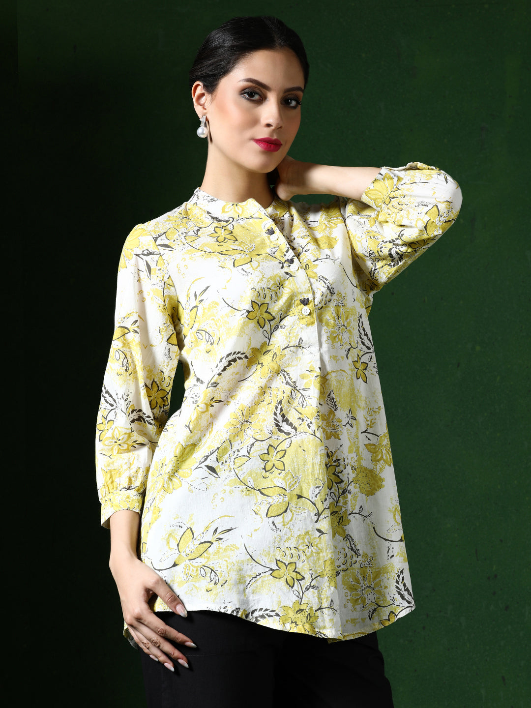 Floral Printed A-Line Pure Cotton Kurta