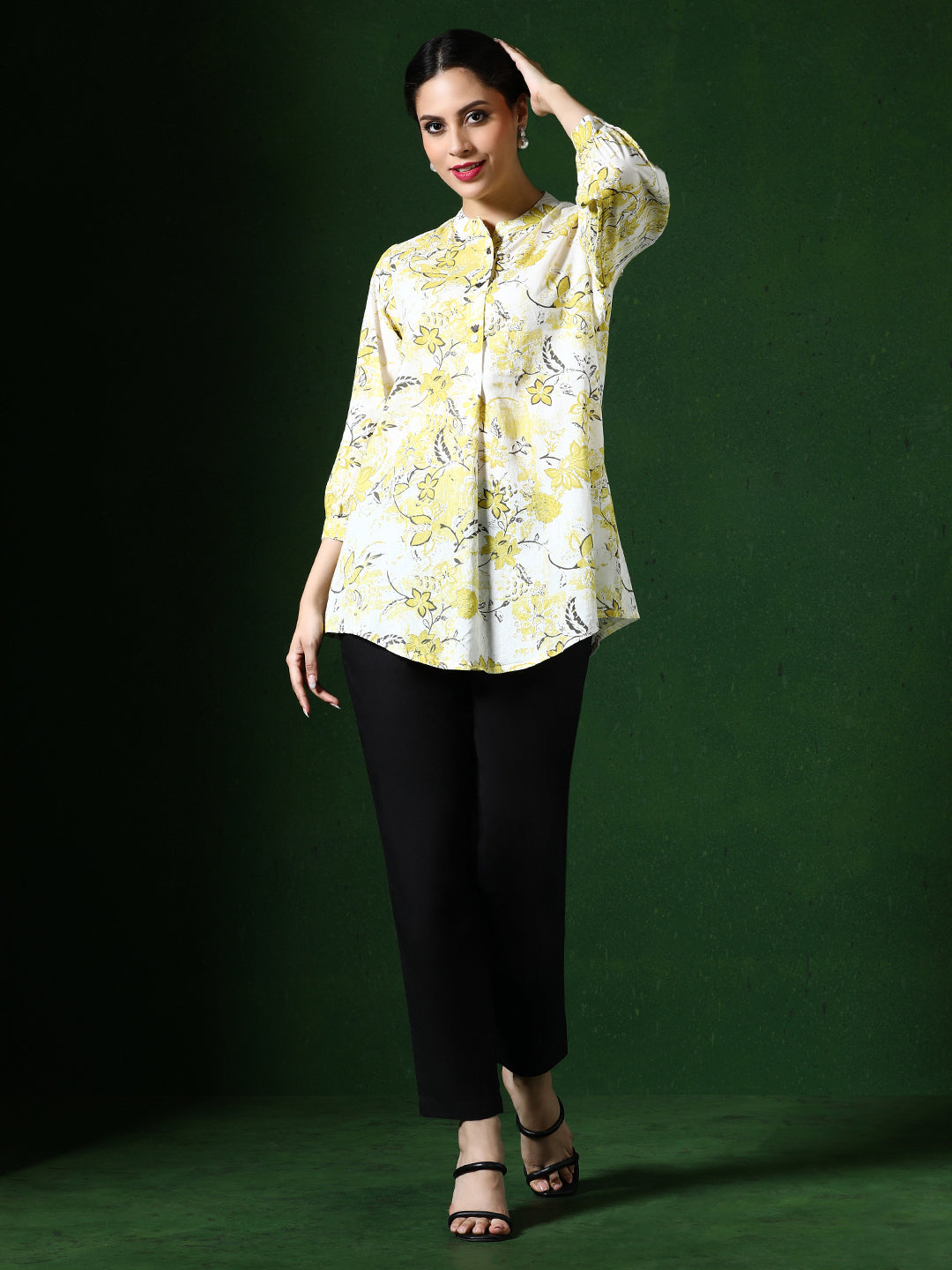 Floral Printed A-Line Pure Cotton Kurta