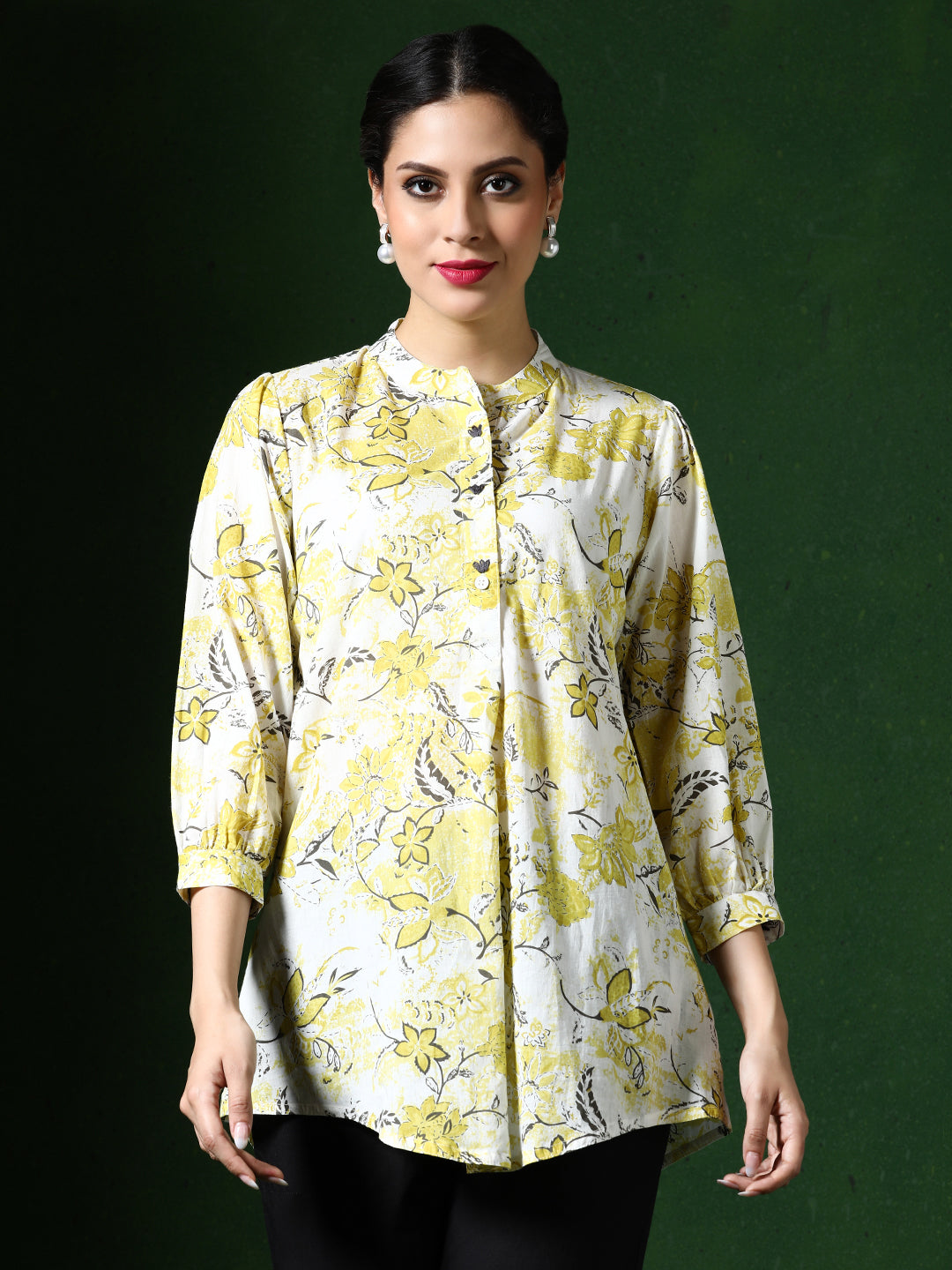 Floral Printed A-Line Pure Cotton Kurta