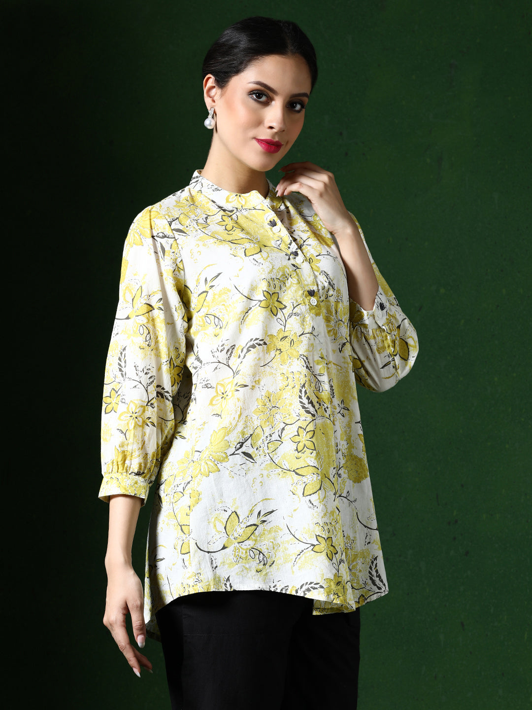 Floral Printed A-Line Pure Cotton Kurta