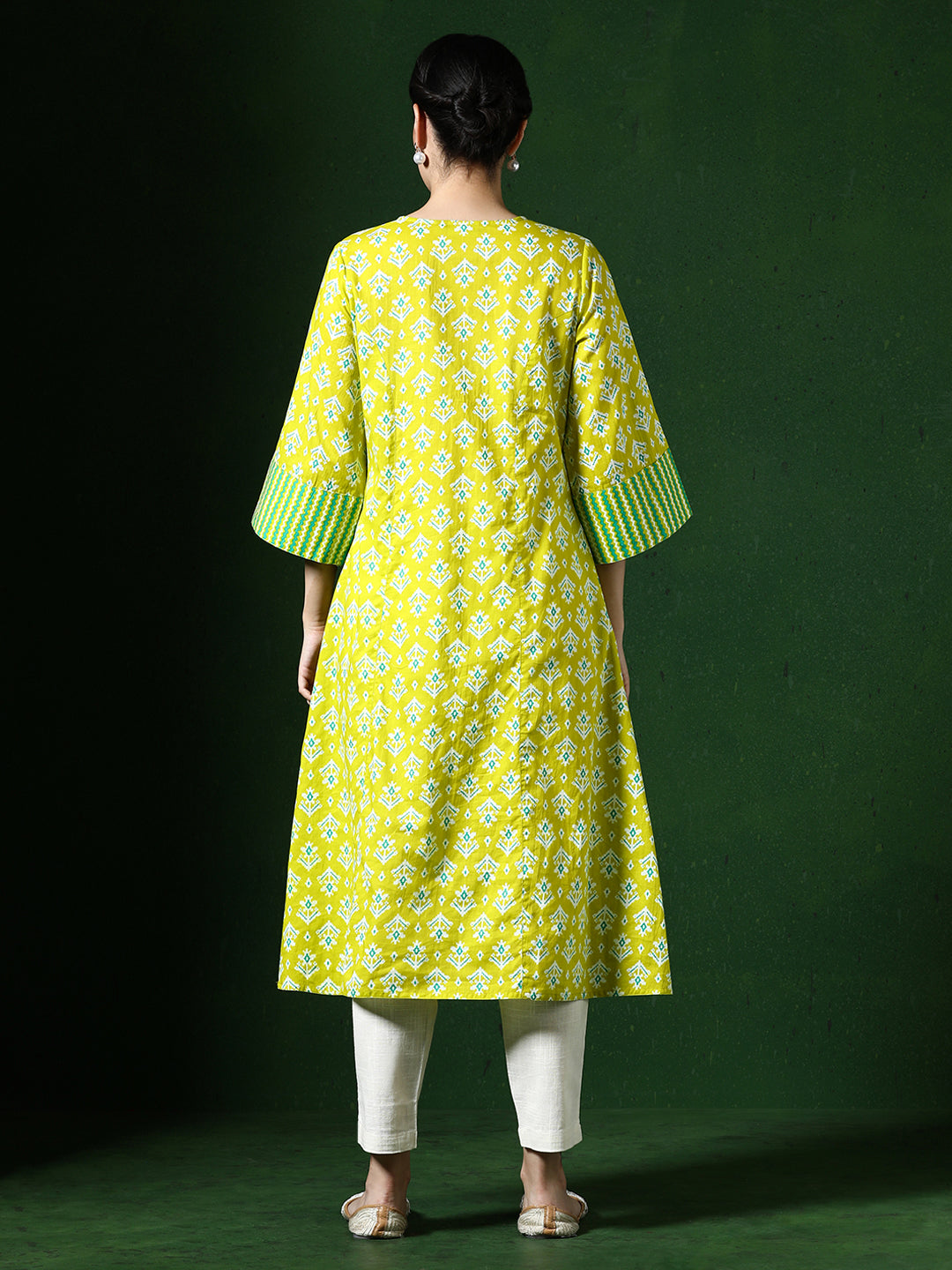 Floral Embroidered A-Line Pure Cotton Kurta