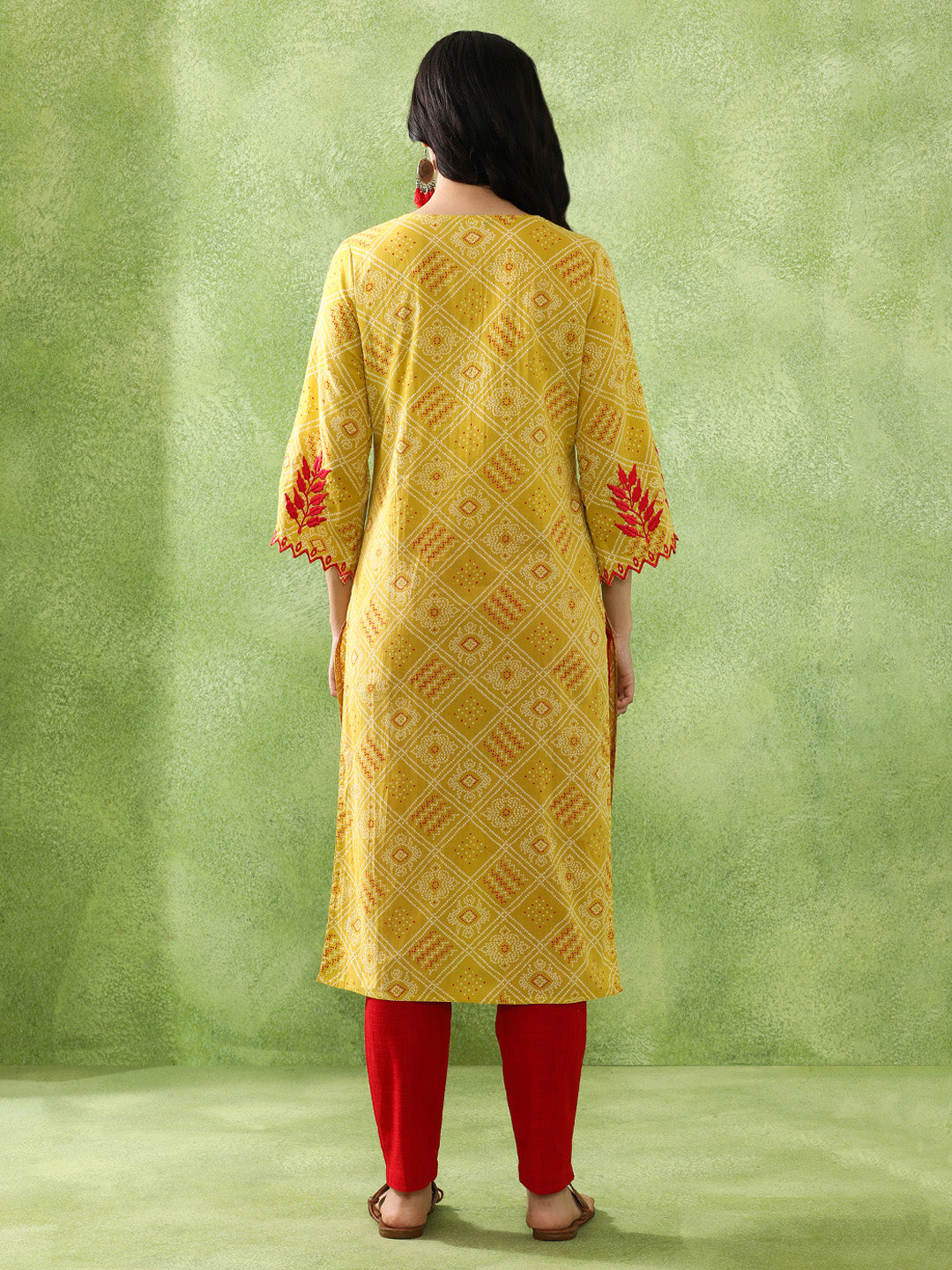 Bandhani Embroidered Straight Pure Cotton Kurta