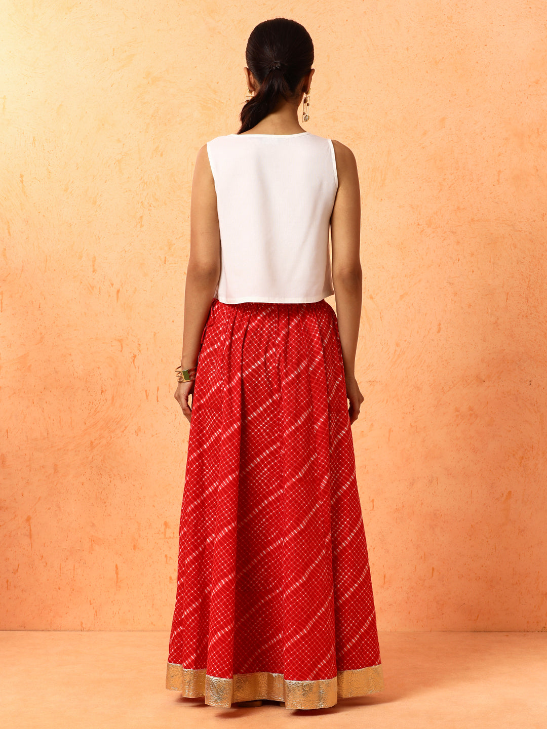 Embroidered Pure Cotton Mothra Printed Long Skirt