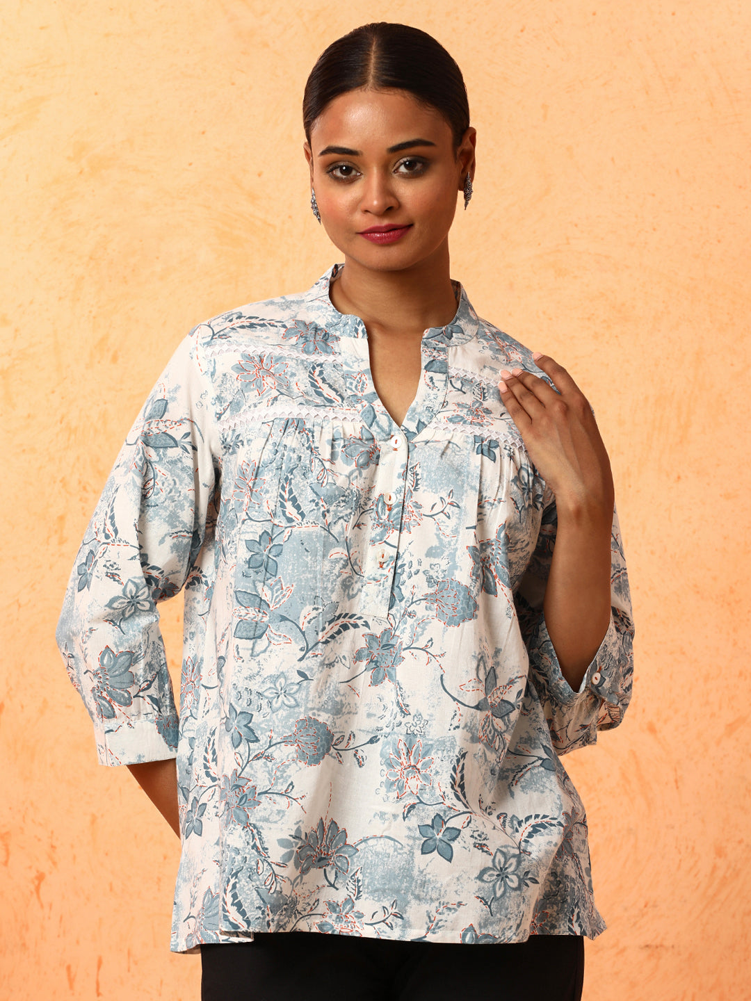 Floral Printed A-Line Pure Cotton Top