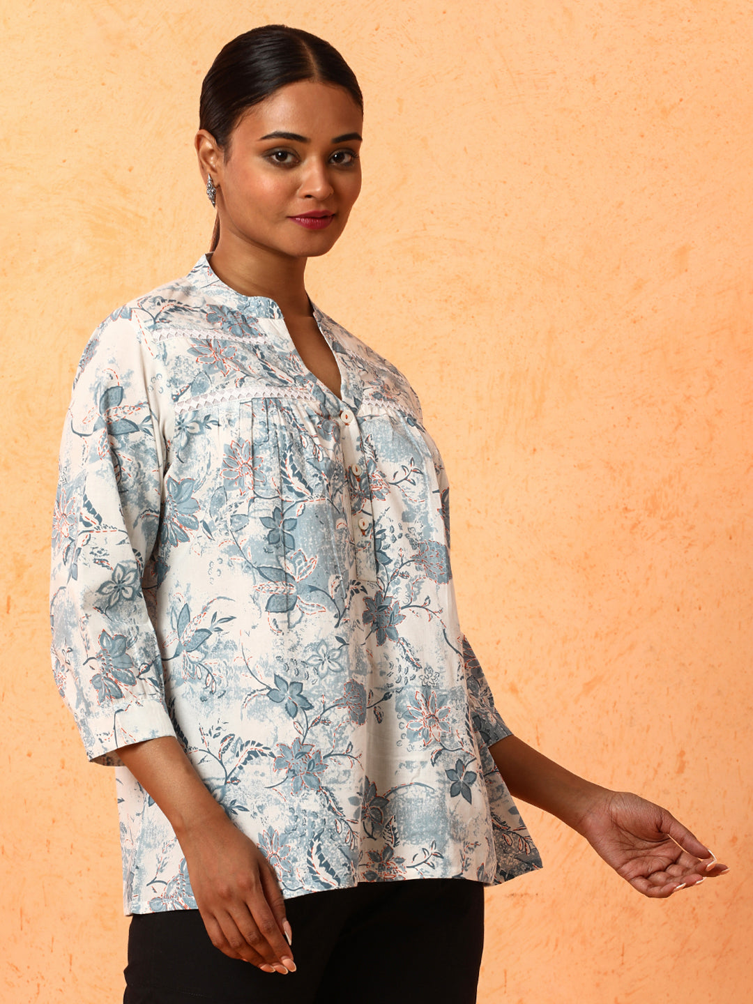 Floral Printed A-Line Pure Cotton Top