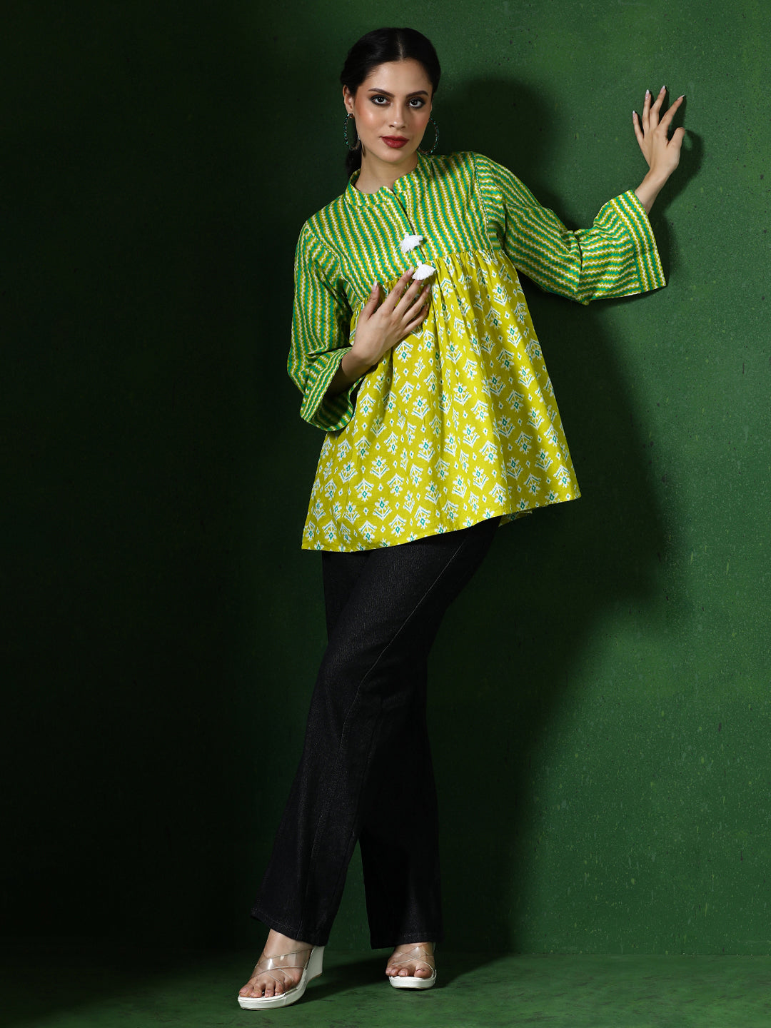 Floral Printed A-Line Pure Cotton Top