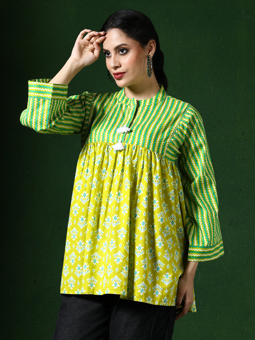 Floral Printed A-Line Pure Cotton Top