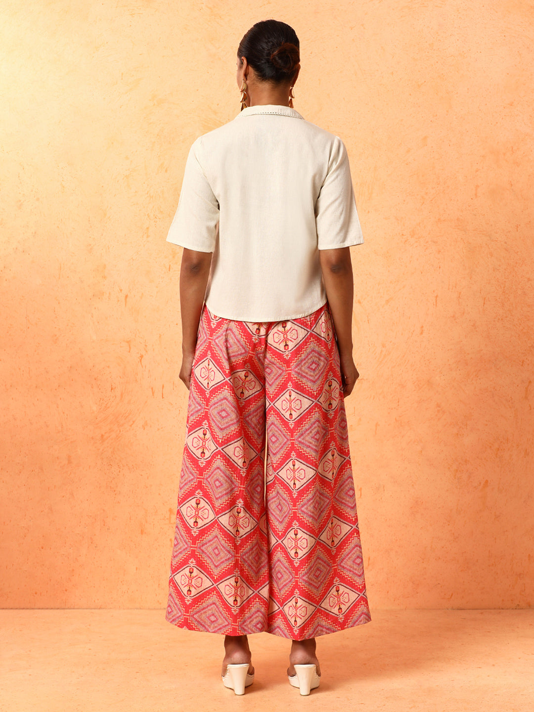 Solid Embroidered A-Line Pure Cotton Top & Palazzos Sets