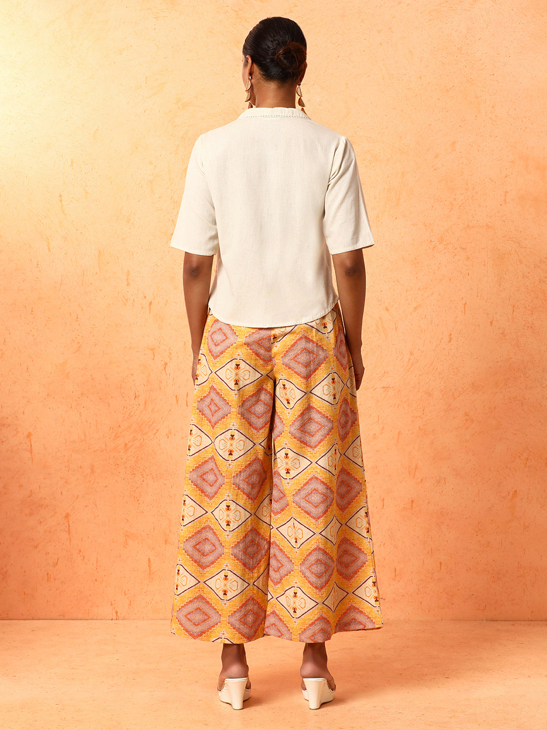 Solid Embroidered A-Line Pure Cotton Top & Palazzos Sets