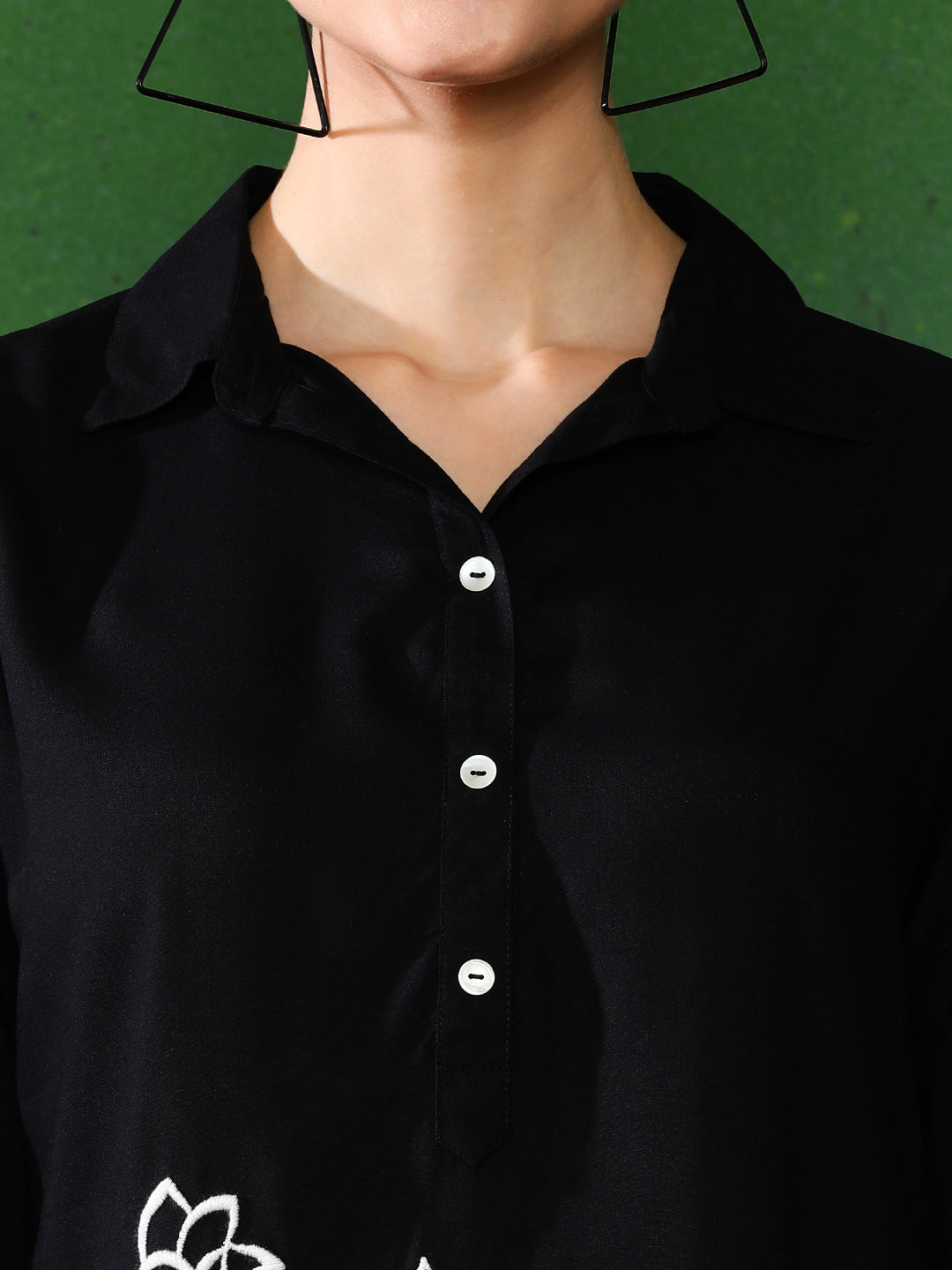 Floral Embroidered A-Line Top & Trousers Sets