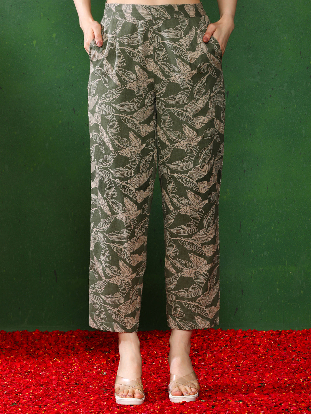 Floral Embroidered A-Line Top & Trousers Sets