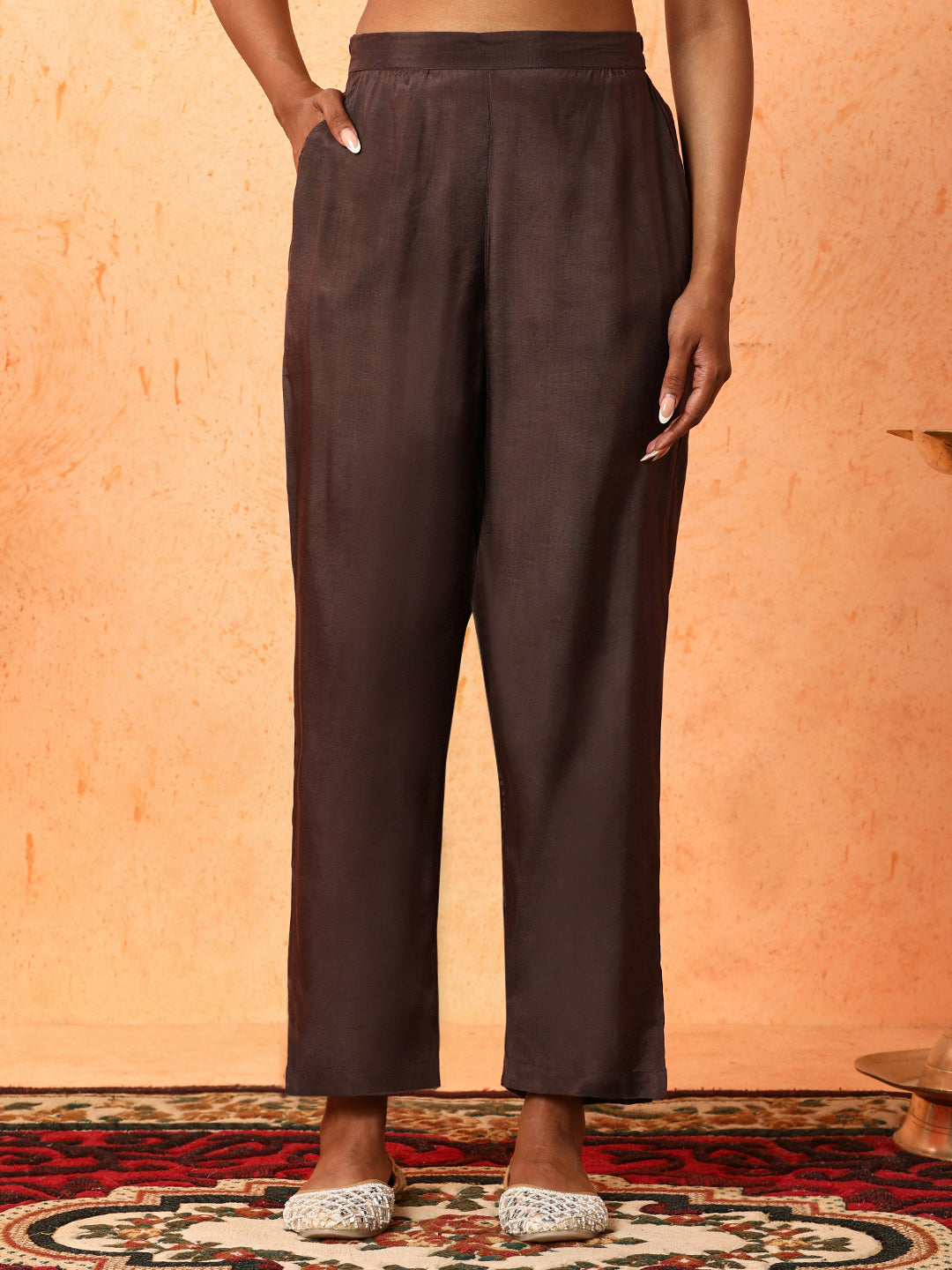 Floral Embroidered A-Line Organza Kurta & Trousers Sets