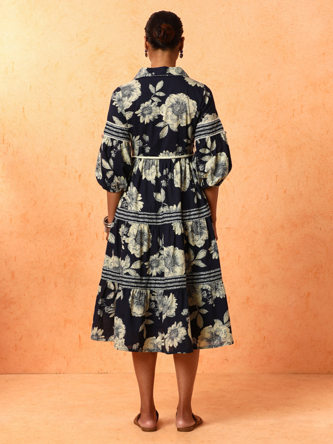 Floral Embroidered A-Line Pure Cotton Ethnic Dress