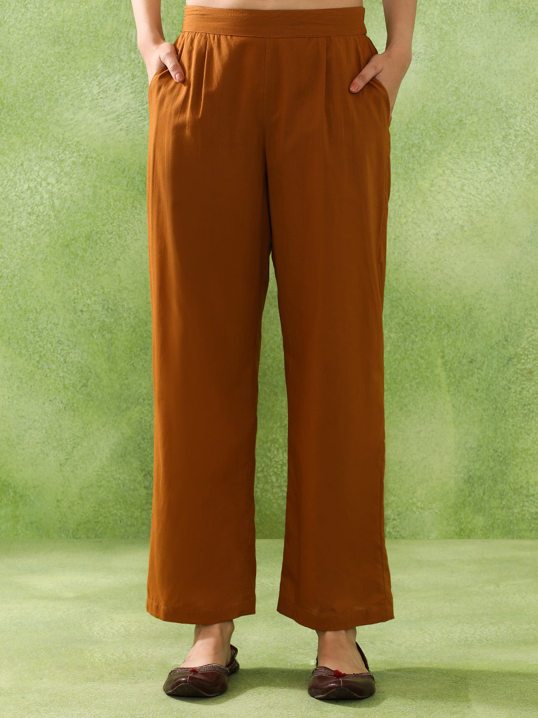 Floral Embroidered A-Line Pure Cotton Kurta & Trousers Sets