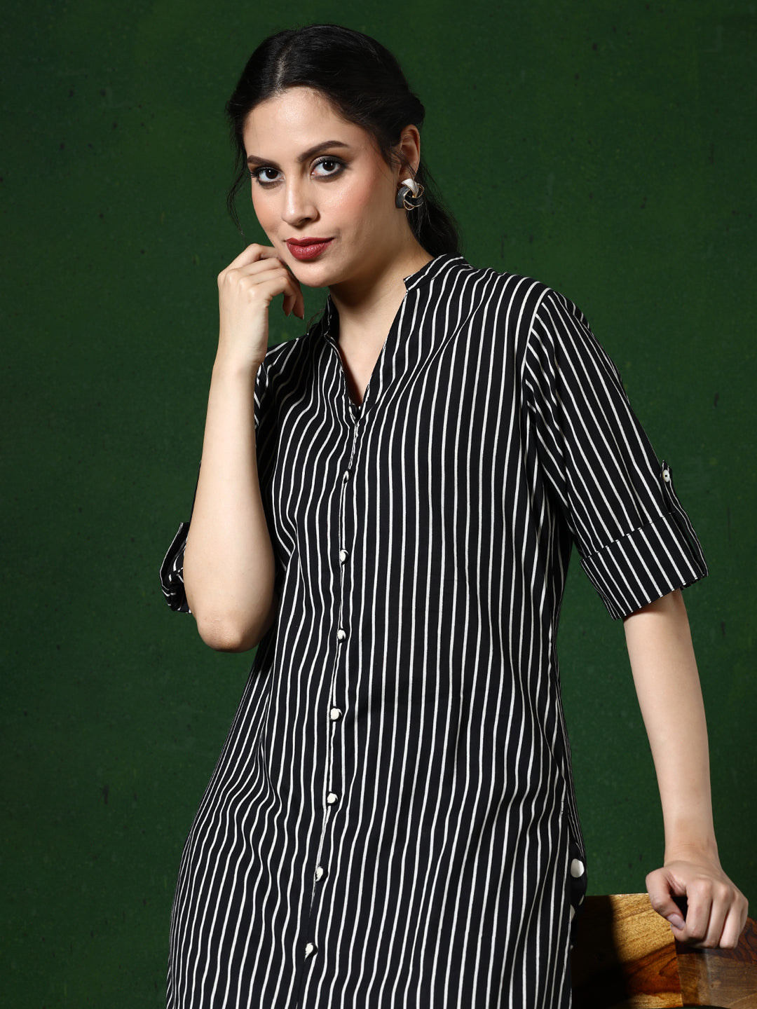 Striped Printed A-Line Pure Cotton Kurta & Palazzos Sets