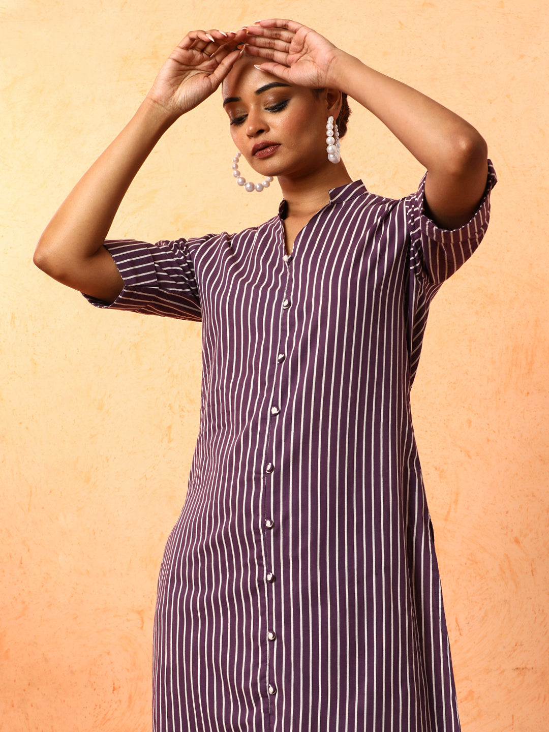 Striped Printed A-Line Pure Cotton Kurta & Palazzos Sets