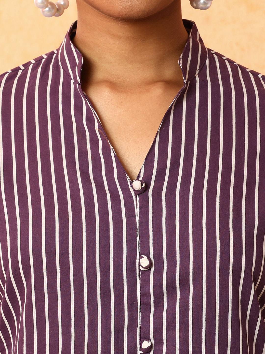 Striped Printed A-Line Pure Cotton Kurta & Palazzos Sets