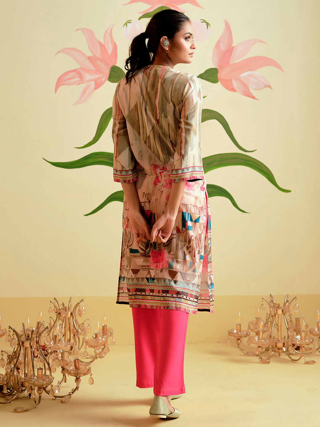 Embroidered Straight Kurta & Trousers Sets