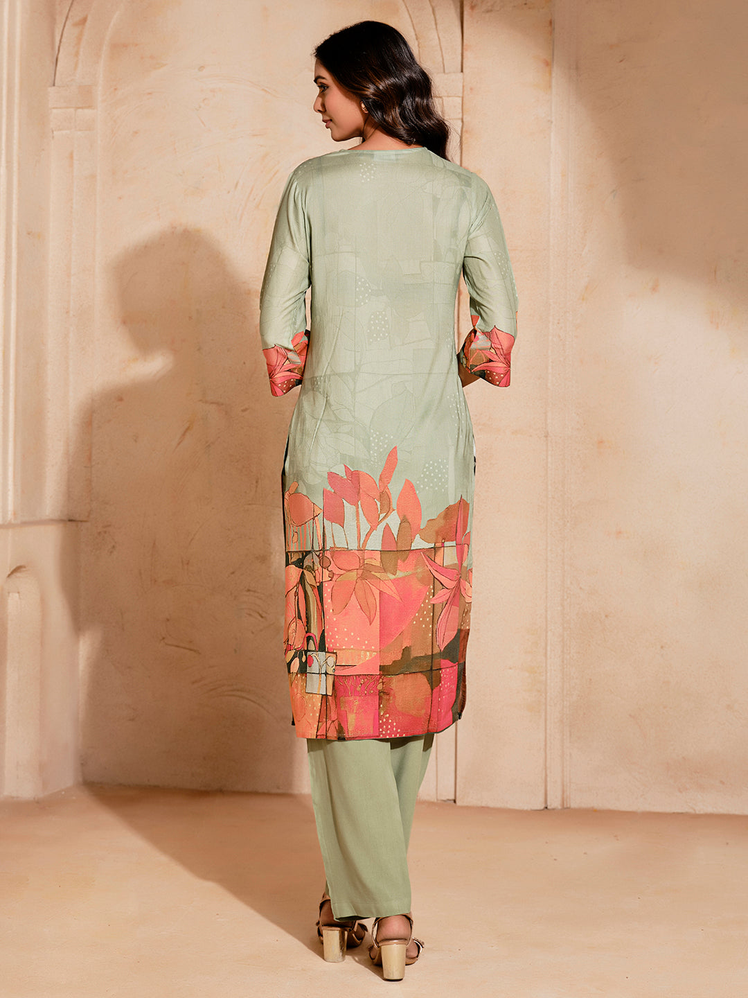 Embroidered Straight Kurta & Trousers Sets