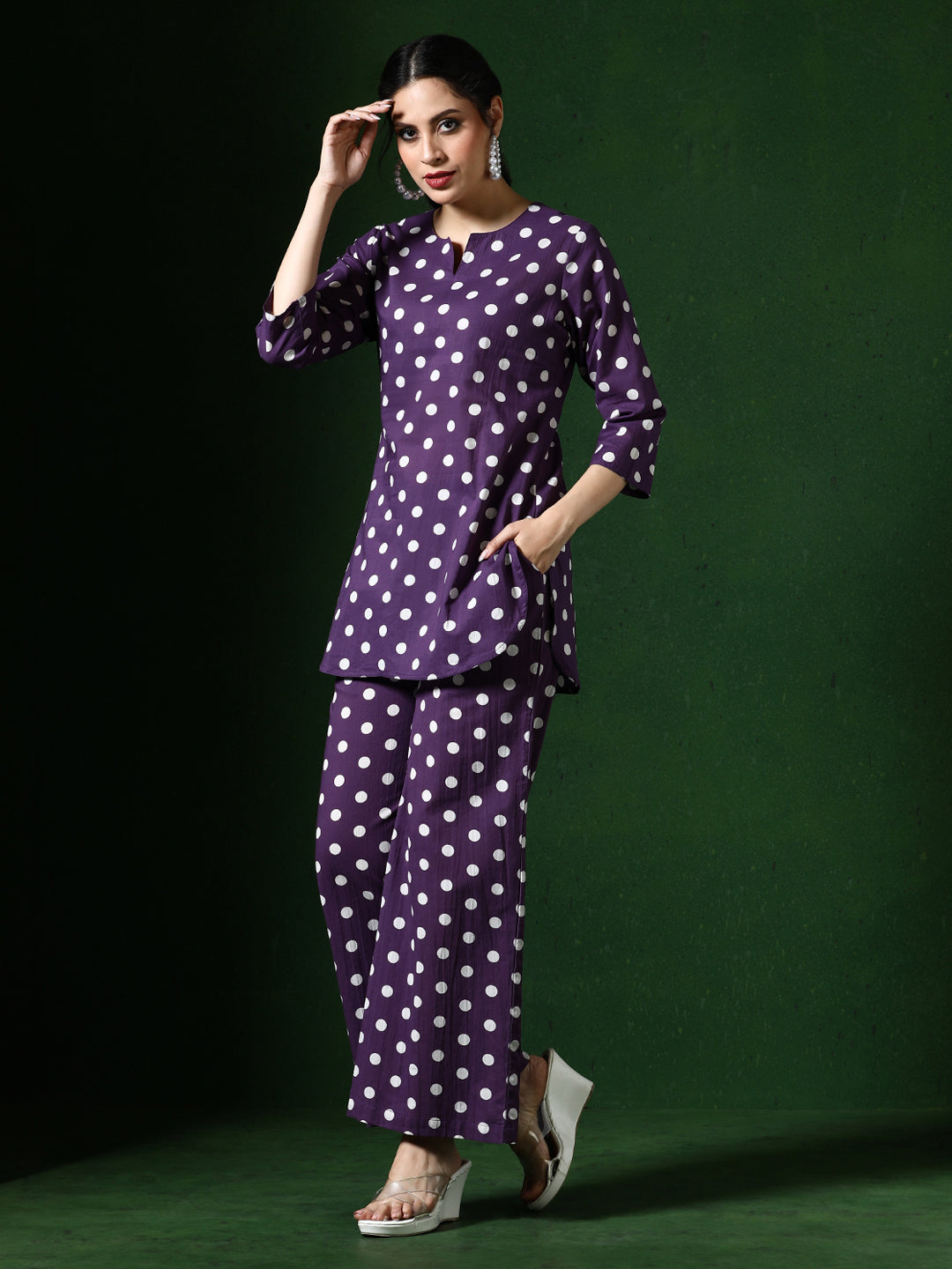 Floral Printed A-Line Pure Cotton Kurta & Palazzos Sets