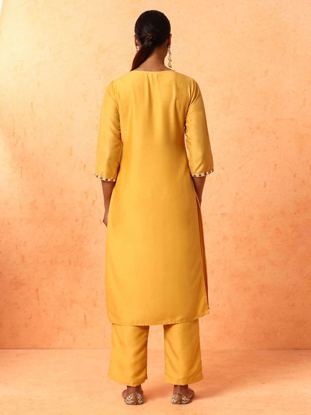 Floral Embroidered A-Line Silk Blend Kurta & Palazzos Sets