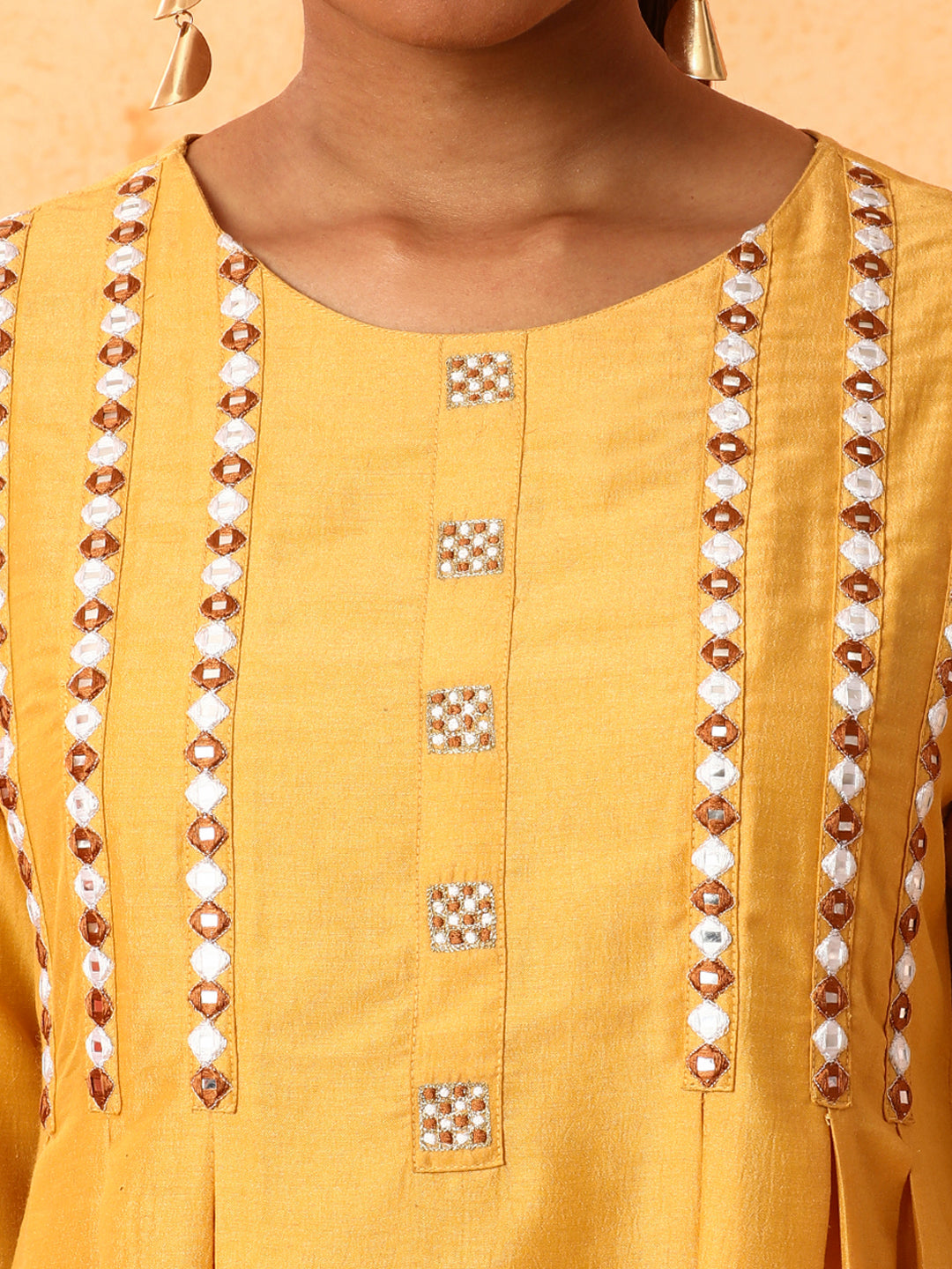 Floral Embroidered A-Line Silk Blend Kurta & Palazzos Sets