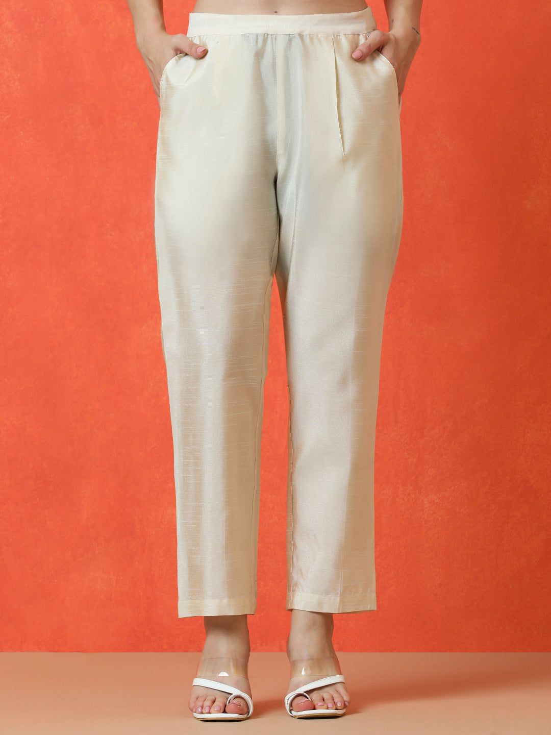 Solid Straight silk blend Kurta & Trousers Sets